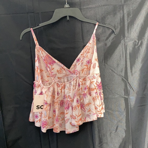 SO pink floral tiered cami boho top M XL or XXL jr - Picture 10 of 17